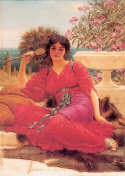  dama - Boceto al óleo de Flabellifera Dama neoclásica John William Godward
